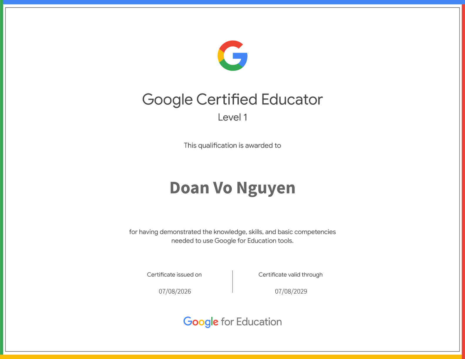 Google Certified Educator Level 1